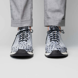 Marco Di Milano Scanno Men's Shoes Newspaper Exotic Ostrich Casual Sneakers (MDM1048)-AmbrogioShoes