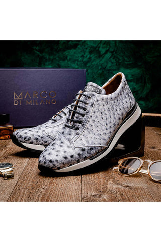 Marco Di Milano Scanno Newspaper Exotic Ostrich Casual Sneakers (MDM1048)-AmbrogioShoes