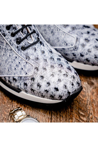Marco Di Milano Scanno Newspaper Exotic Ostrich Casual Sneakers (MDM1048)-AmbrogioShoes