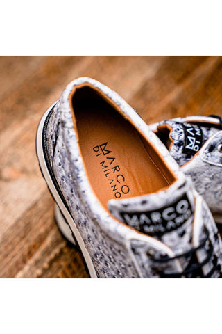 Marco Di Milano Scanno Newspaper Exotic Ostrich Casual Sneakers (MDM1048)-AmbrogioShoes