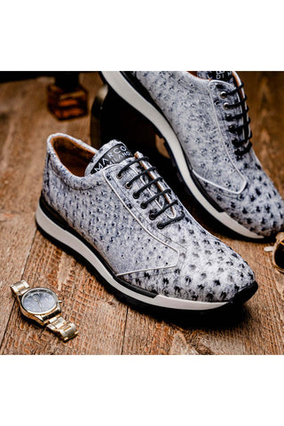 Marco Di Milano Scanno Newspaper Exotic Ostrich Casual Sneakers (MDM1048)-AmbrogioShoes