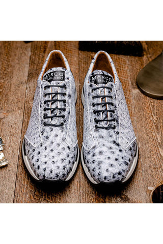 Marco Di Milano Scanno Newspaper Exotic Ostrich Casual Sneakers (MDM1048)-AmbrogioShoes