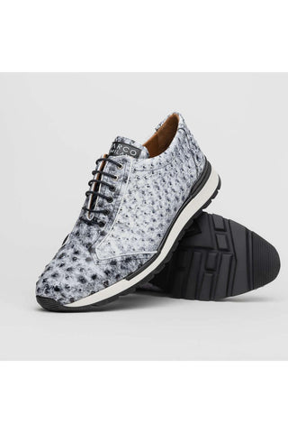Marco Di Milano Scanno Newspaper Exotic Ostrich Casual Sneakers (MDM1048)-AmbrogioShoes
