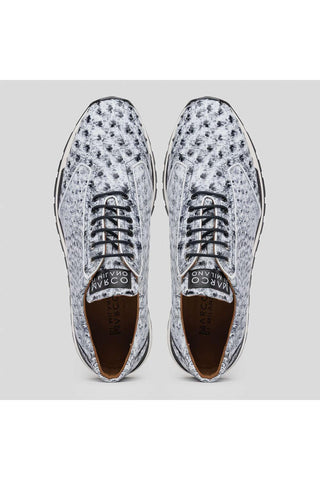 Marco Di Milano Scanno Newspaper Exotic Ostrich Casual Sneakers (MDM1048)-AmbrogioShoes
