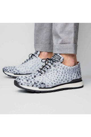 Marco Di Milano Scanno Newspaper Exotic Ostrich Casual Sneakers (MDM1048)-AmbrogioShoes
