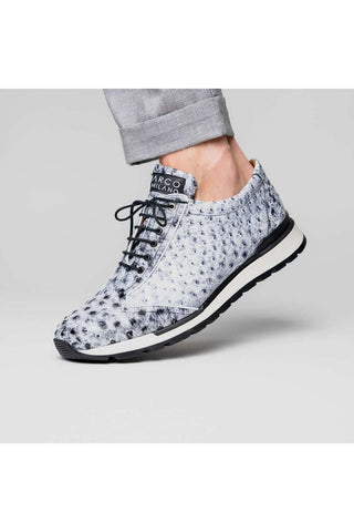 Marco Di Milano Scanno Newspaper Exotic Ostrich Casual Sneakers (MDM1048)-AmbrogioShoes