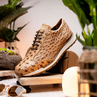 Marco Di Milano Scanno Orix Cream Exotic Ostich Casual Sneakers (MDM1047)-AmbrogioShoes