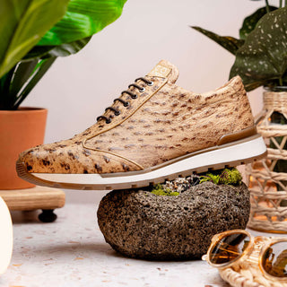 Marco Di Milano Scanno Orix Cream Exotic Ostich Casual Sneakers (MDM1047)-AmbrogioShoes