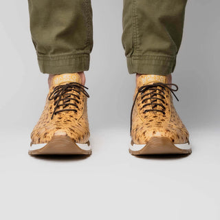Marco Di Milano Scanno Orix Cream Exotic Ostich Casual Sneakers (MDM1047)-AmbrogioShoes