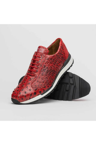 Marco Di Milano Scanno Red Exotic Ostich Casual Sneakers (MDM1052)-AmbrogioShoes