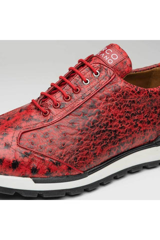 Marco Di Milano Scanno Red Exotic Ostich Casual Sneakers (MDM1052)-AmbrogioShoes