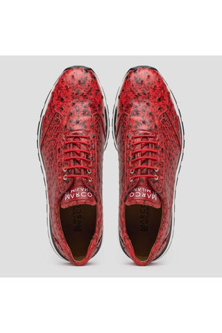 Marco Di Milano Scanno Red Exotic Ostich Casual Sneakers (MDM1052)-AmbrogioShoes