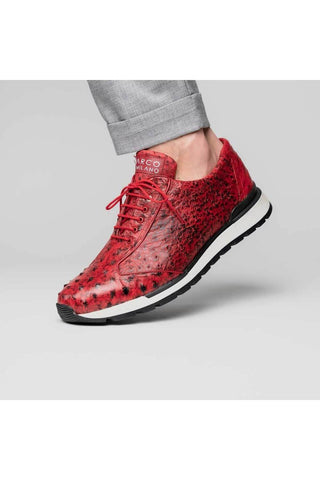 Marco Di Milano Scanno Red Exotic Ostich Casual Sneakers (MDM1052)-AmbrogioShoes