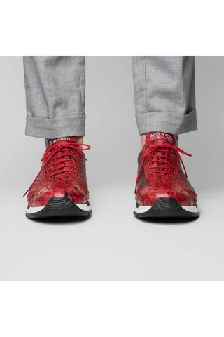 Marco Di Milano Scanno Red Exotic Ostich Casual Sneakers (MDM1052)-AmbrogioShoes