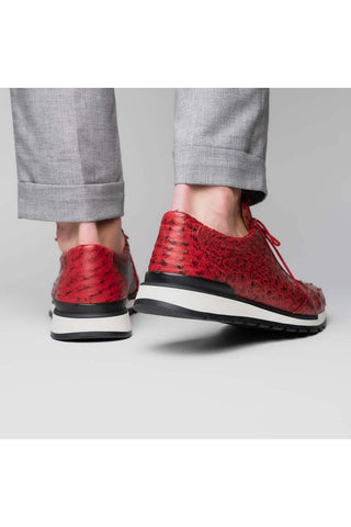 Marco Di Milano Scanno Red Exotic Ostich Casual Sneakers (MDM1052)-AmbrogioShoes