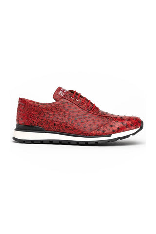 Marco Di Milano Scanno Red Exotic Ostich Casual Sneakers (MDM1052)-AmbrogioShoes