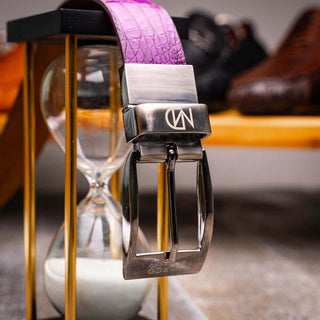 Marco Di Milano Silvio Men's Purple Genuine Crocodile Belts (MDMB1053)-AmbrogioShoes