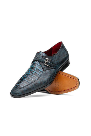 Marco Di Milano Toluca Blue Exotic Lizard / Crocodile Single Monk-Strap (MDM1127)-AmbrogioShoes