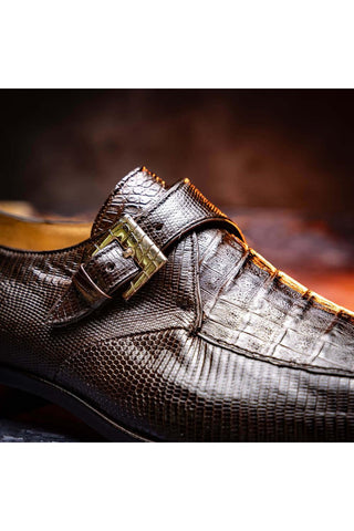 Marco Di Milano Toluca Brown Exotic Lizard / Crocodile Single Monk-Strap (MDM1127)-AmbrogioShoes