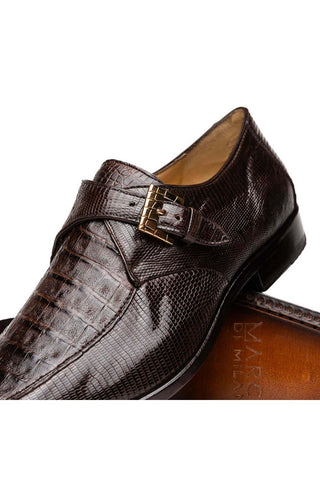 Marco Di Milano Toluca Brown Exotic Lizard / Crocodile Single Monk-Strap (MDM1127)-AmbrogioShoes