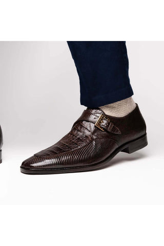 Marco Di Milano Toluca Brown Exotic Lizard / Crocodile Single Monk-Strap (MDM1127)-AmbrogioShoes