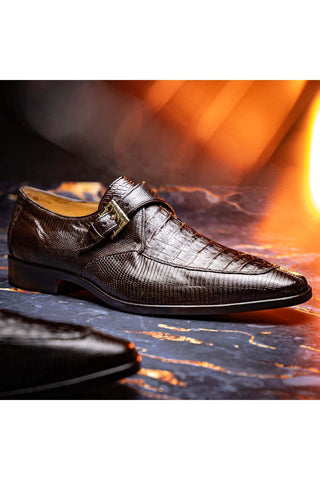 Marco Di Milano Toluca Brown Exotic Lizard / Crocodile Single Monk-Strap (MDM1127)-AmbrogioShoes
