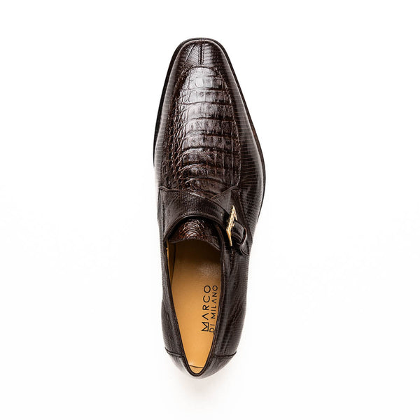 Marco Di Milano Toluca Brown Monk Strap Lizard & Crocodile Shoes (MDM1130)-AmbrogioShoes