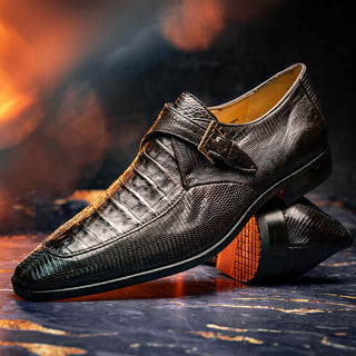 Marco Di Milano Toluca Men's Shoes Brown Exotic Lizard / Crocodile Single Monk-Strap (MDM1127)-AmbrogioShoes