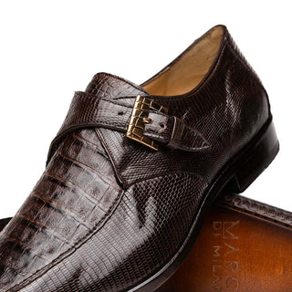 Marco Di Milano Toluca Men's Shoes Brown Exotic Lizard / Crocodile Single Monk-Strap (MDM1127)-AmbrogioShoes