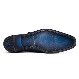Marco Di Milano Toluca Men's Shoes Navy Exotic Lizard / Crocodile Single Monk-Strap (MDM1127)-AmbrogioShoes