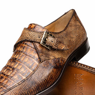 Marco Di Milano Toluca Men's Shoes Rustic Orix Exotic Lizard / Crocodile Single Monk-Strap (MDM1127)-AmbrogioShoes