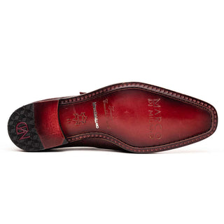 Marco Di Milano Toluca Men's Shoes Wine Exotic Lizard / Crocodile Single Monk-Strap (MDM1127)-AmbrogioShoes