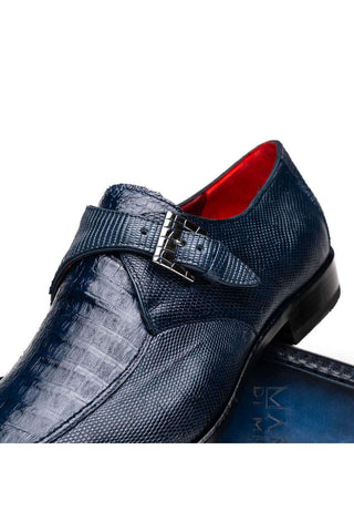 Marco Di Milano Toluca Navy Exotic Lizard / Crocodile Single Monk-Strap (MDM1127)-AmbrogioShoes