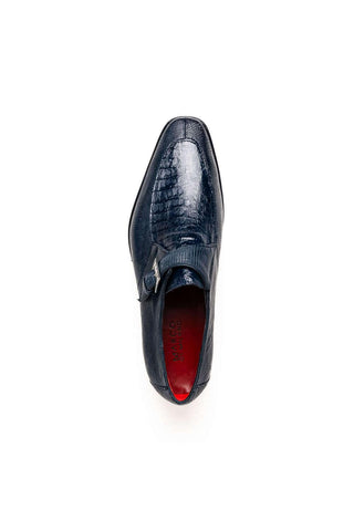 Marco Di Milano Toluca Navy Exotic Lizard / Crocodile Single Monk-Strap (MDM1127)-AmbrogioShoes