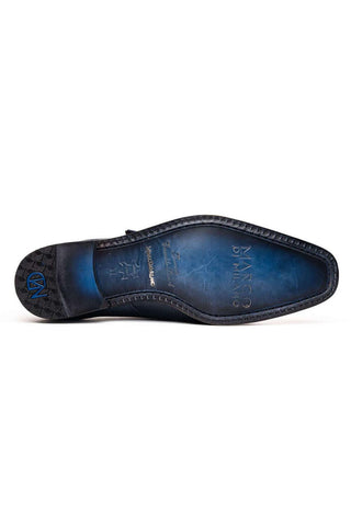 Marco Di Milano Toluca Navy Exotic Lizard / Crocodile Single Monk-Strap (MDM1127)-AmbrogioShoes
