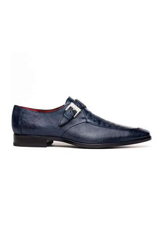 Marco Di Milano Toluca Navy Exotic Lizard / Crocodile Single Monk-Strap (MDM1127)-AmbrogioShoes