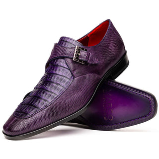Marco Di Milano Toluca Purple Exotic Lizard / Crocodile Single Monk-Strap (MDM1127)-AmbrogioShoes