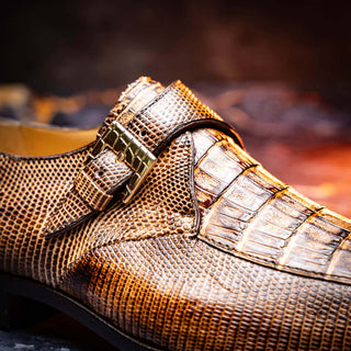 Marco Di Milano Toluca Rustic Orix Exotic Lizard / Crocodile Single Monk-Strap (MDM1127)-AmbrogioShoes