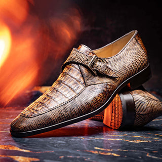 Marco Di Milano Toluca Rustic Orix Exotic Lizard / Crocodile Single Monk-Strap (MDM1127)-AmbrogioShoes