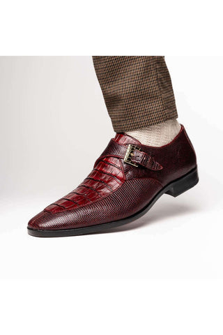 Marco Di Milano Toluca Wine Exotic Lizard / Crocodile Single Monk-Strap (MDM1127)-AmbrogioShoes