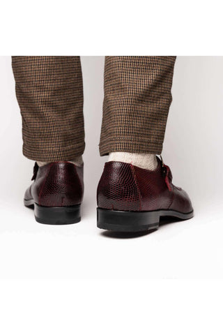 Marco Di Milano Toluca Wine Exotic Lizard / Crocodile Single Monk-Strap (MDM1127)-AmbrogioShoes