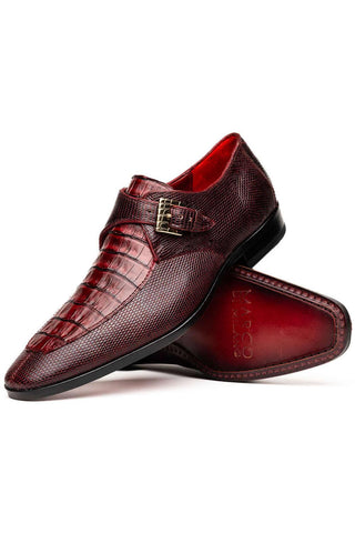Marco Di Milano Toluca Wine Exotic Lizard / Crocodile Single Monk-Strap (MDM1127)-AmbrogioShoes