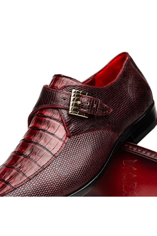 Marco Di Milano Toluca Wine Exotic Lizard / Crocodile Single Monk-Strap (MDM1127)-AmbrogioShoes