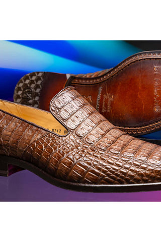 Marco Di Milano Trento Brown Genuine Caiman Crocodile Slip-On Loafers (MDM1115)-AmbrogioShoes