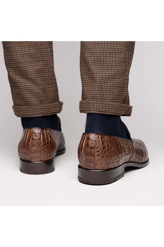 Marco Di Milano Trento Brown Genuine Caiman Crocodile Slip-On Loafers (MDM1115)-AmbrogioShoes
