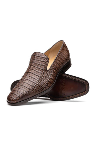Marco Di Milano Trento Brown Genuine Caiman Crocodile Slip-On Loafers (MDM1115)-AmbrogioShoes