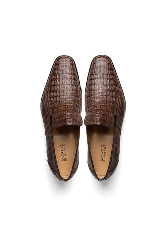 Marco Di Milano Trento Brown Genuine Caiman Crocodile Slip-On Loafers (MDM1115)-AmbrogioShoes