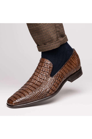Marco Di Milano Trento Brown Genuine Caiman Crocodile Slip-On Loafers (MDM1115)-AmbrogioShoes
