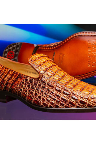 Marco Di Milano Trento Cognac Genuine Caiman Crocodile Slip-On Loafers (MDM1115)-AmbrogioShoes