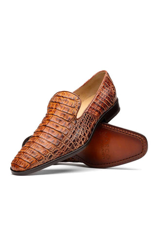 Marco Di Milano Trento Cognac Genuine Caiman Crocodile Slip-On Loafers (MDM1115)-AmbrogioShoes